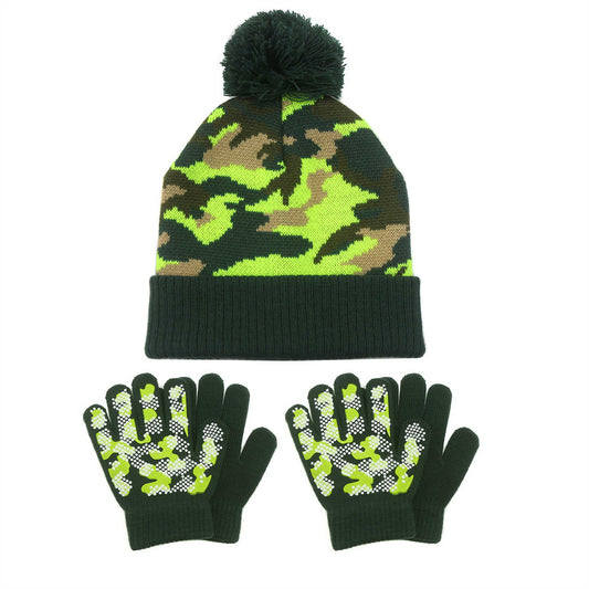 EvridWear Boys Girls Magic Grip Winter Fall Gloves and Hat Set for Cool Cold Weather (2 Pairs Glove + 1 Hat)