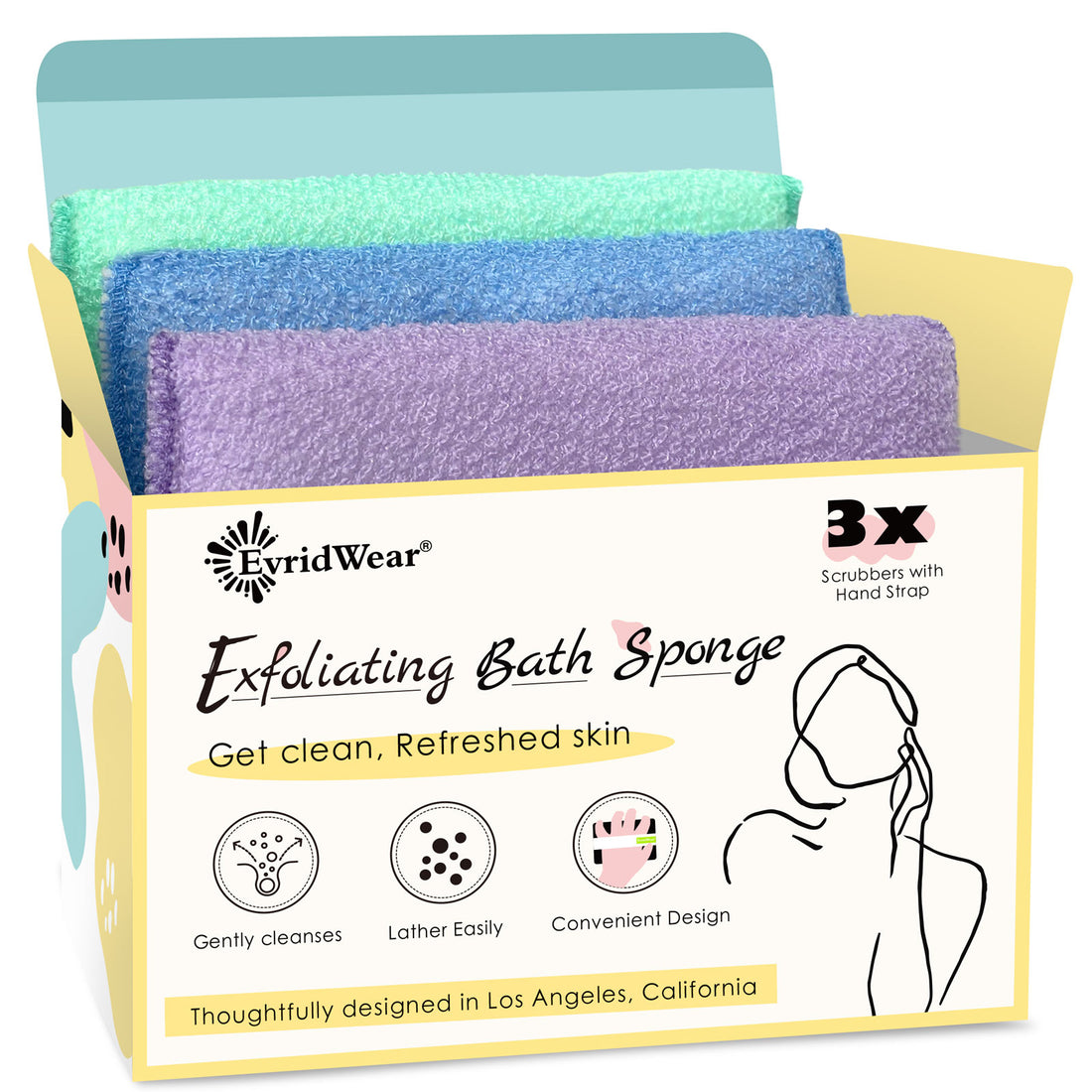 Exfoliating Bath Sponge, 3 Pack