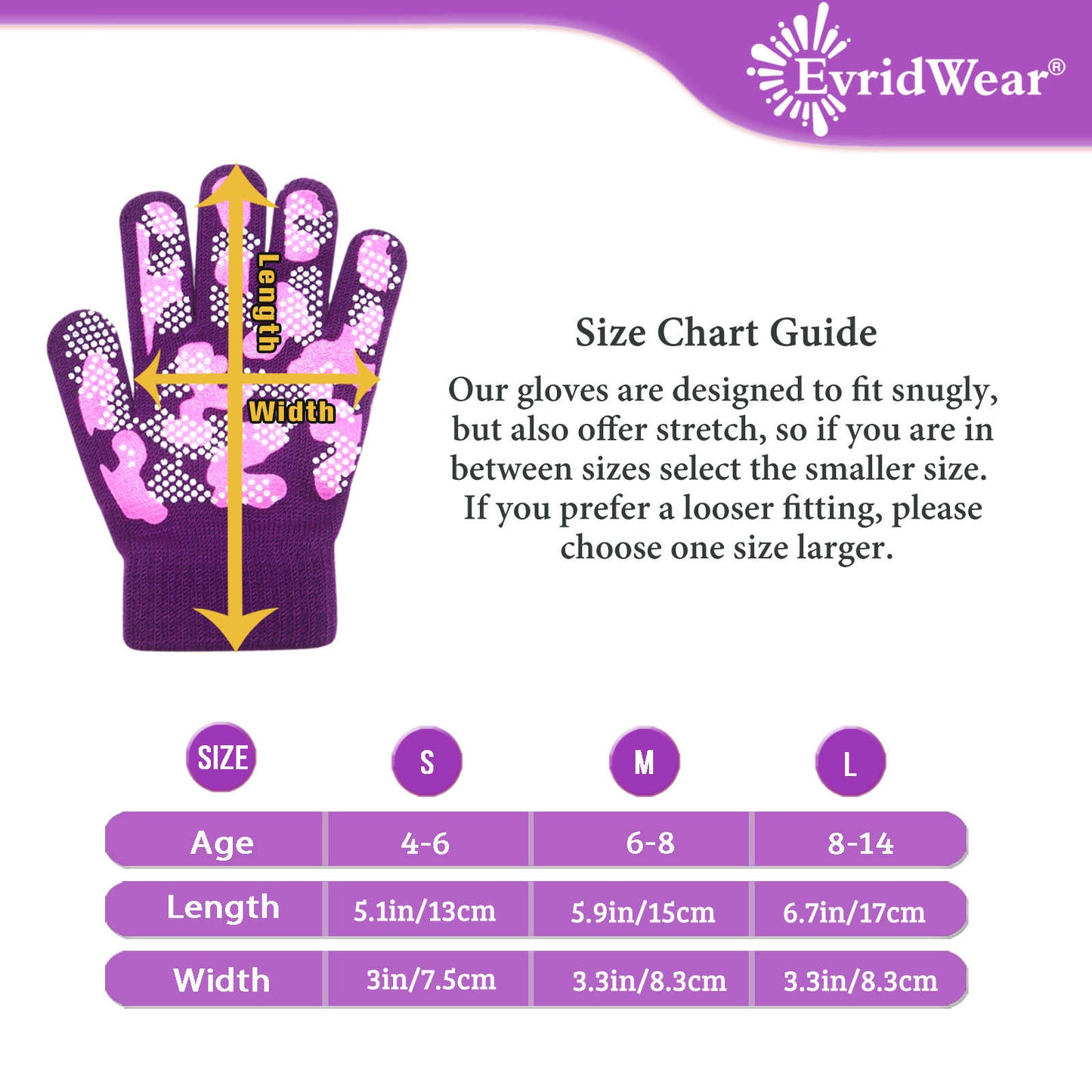 EvridWear 3 Pairs Girls Magic Stretch Gripper Gloves (Pattern9: Pink Camo)