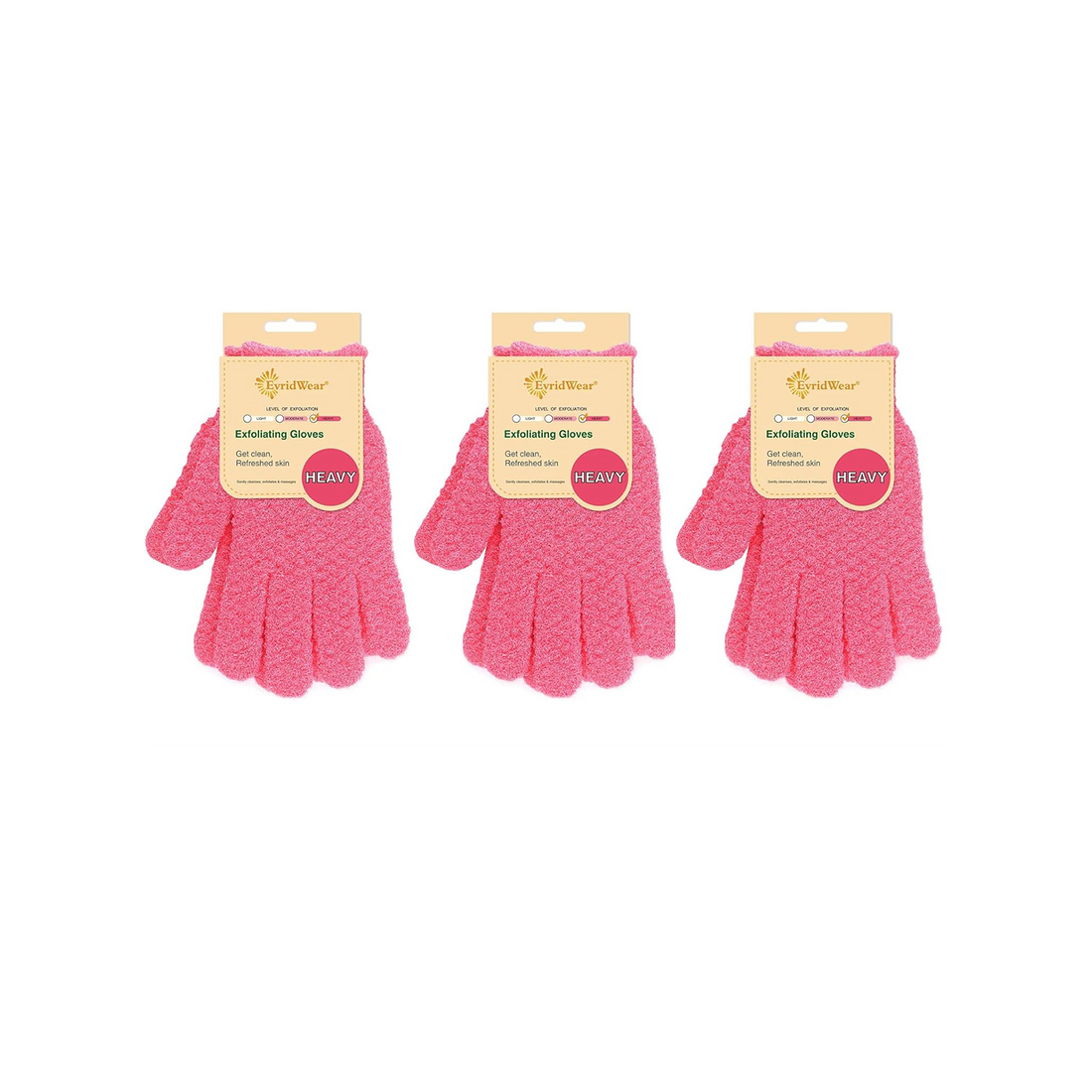 Heavy Hot Pink Exfoliating Bath Gloves (3 Pairs)