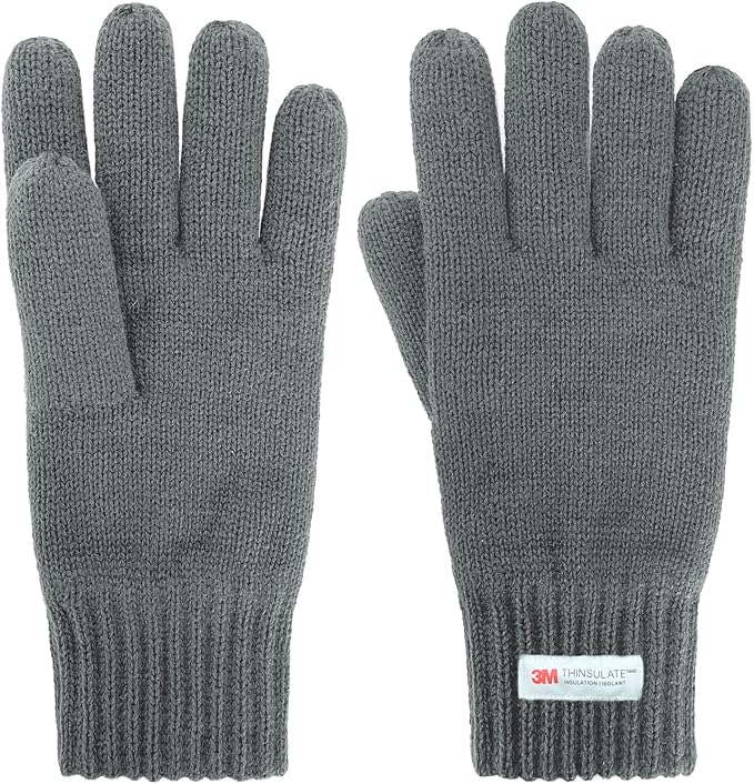 EvridWear Men's Winter Gloves - Knit with 3M Thinsulate Insulation (Gray)