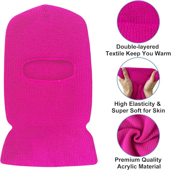 EvridWear Winter Balaclava - Knit Full Face Mask for Men & Women (Pink)