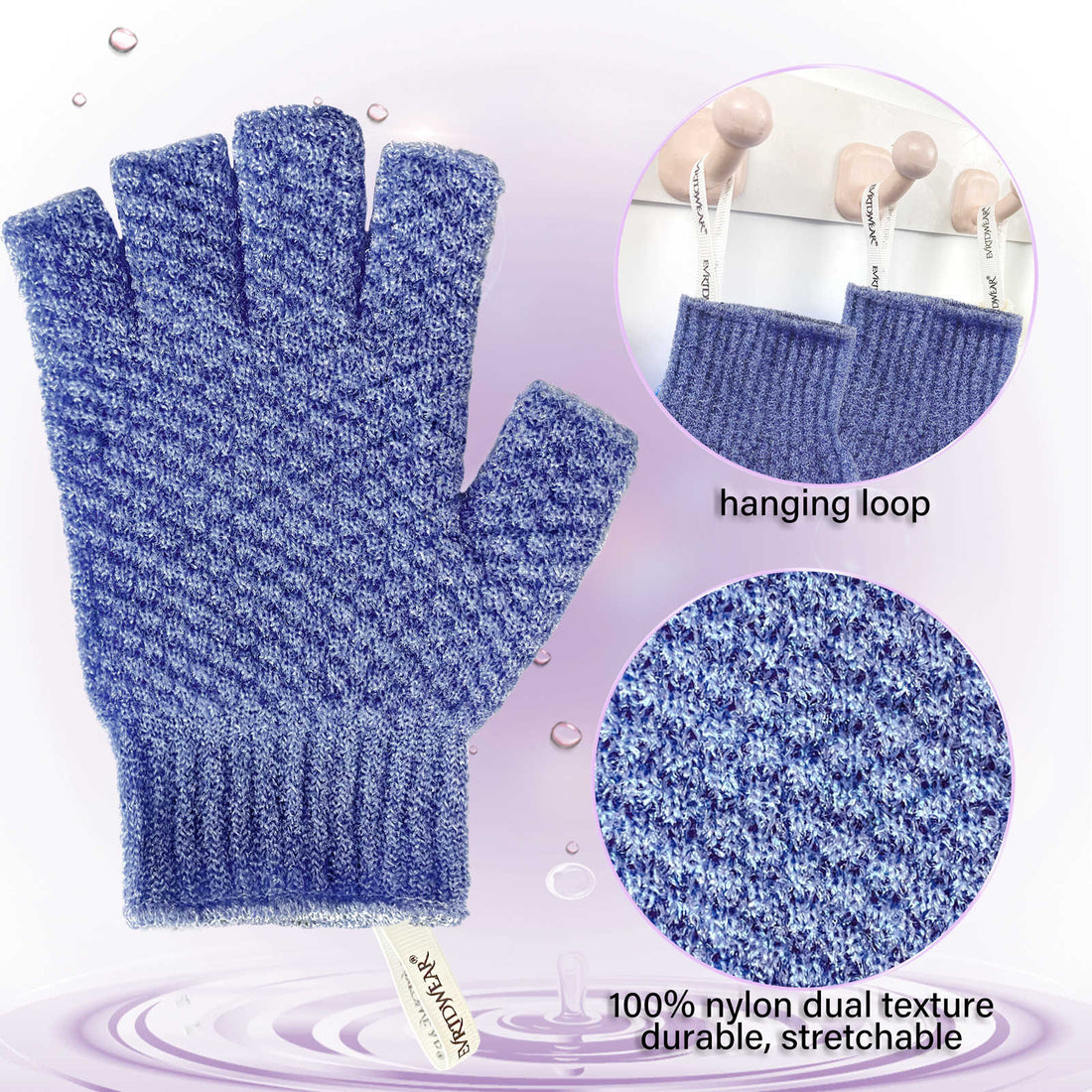 Exfoliating Bath Fingerless Gloves for Shower