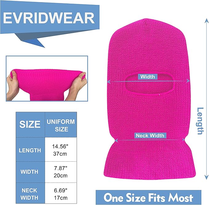 EvridWear Winter Balaclava - Knit Full Face Mask for Men & Women (Pink)