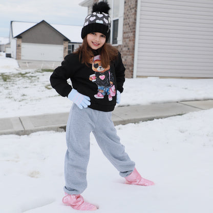 EvridWear Kids Fluffy Winter Gloves in Pastel Colors - Warm &amp; Stretchy