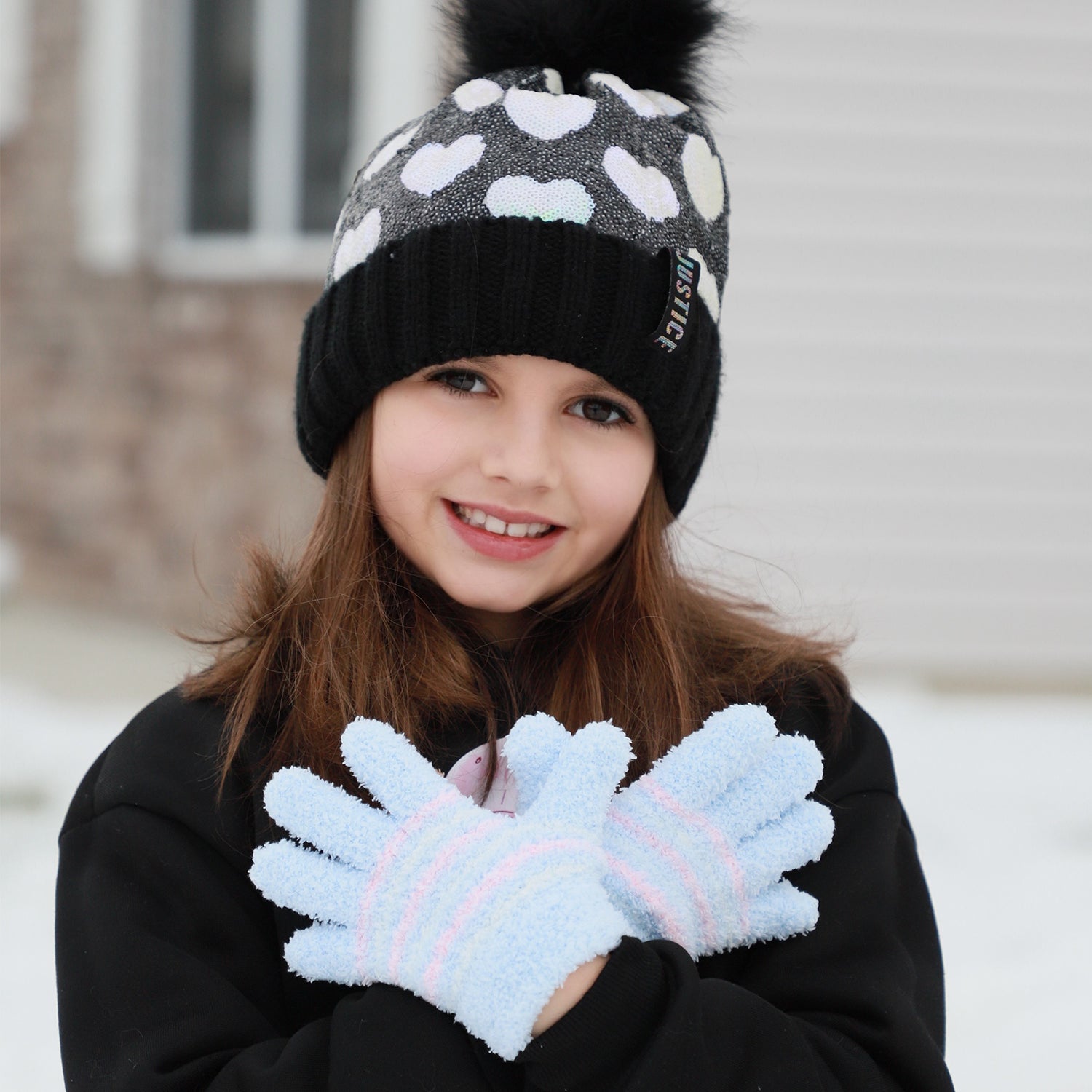 EvridWear Kids Fluffy Winter Gloves in Pastel Colors - Warm &amp; Stretchy