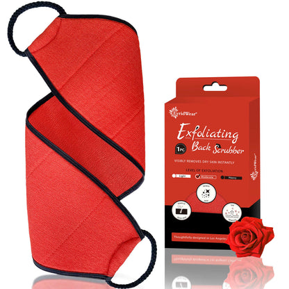 EvridWear Exfoliating Glove Body Scrubber for Back & Face (Red)