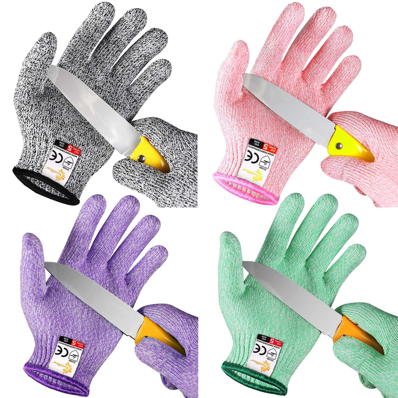 Evridwear Cut Resistant Gloves Food Grade Level 5 Kitchen Safety Protection  (Large, Pink)