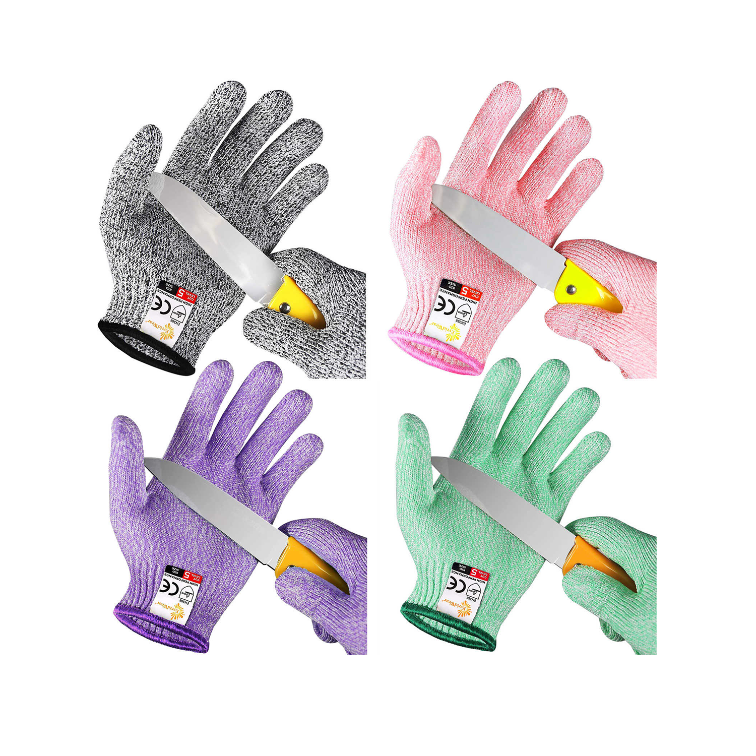 4 Pairs Kids Cut Resistant Gloves