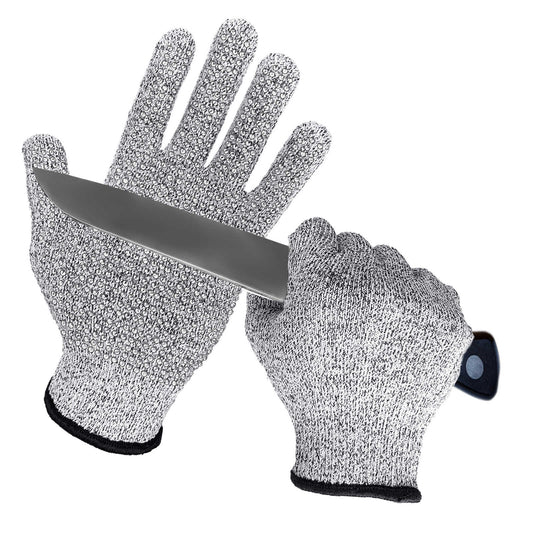 EvridWear 1 Pair Cut Resistant Work Gloves with Grip Dots, Food Grade Level 5 Safety Protective Cutting Glove (Grey)