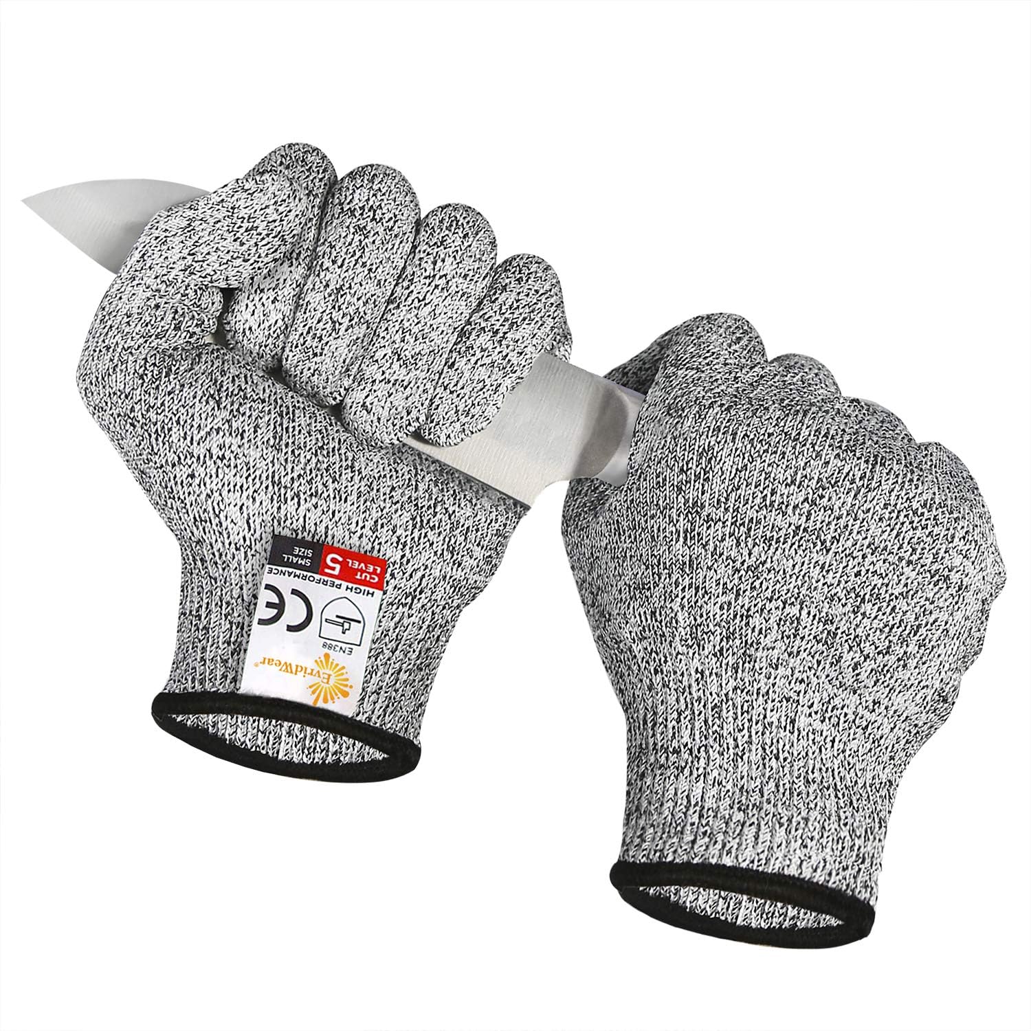 EvridWear 1 Pair Cut Resistant Gloves | Food Grade | Level 5 Protection | HPPE (Grey)