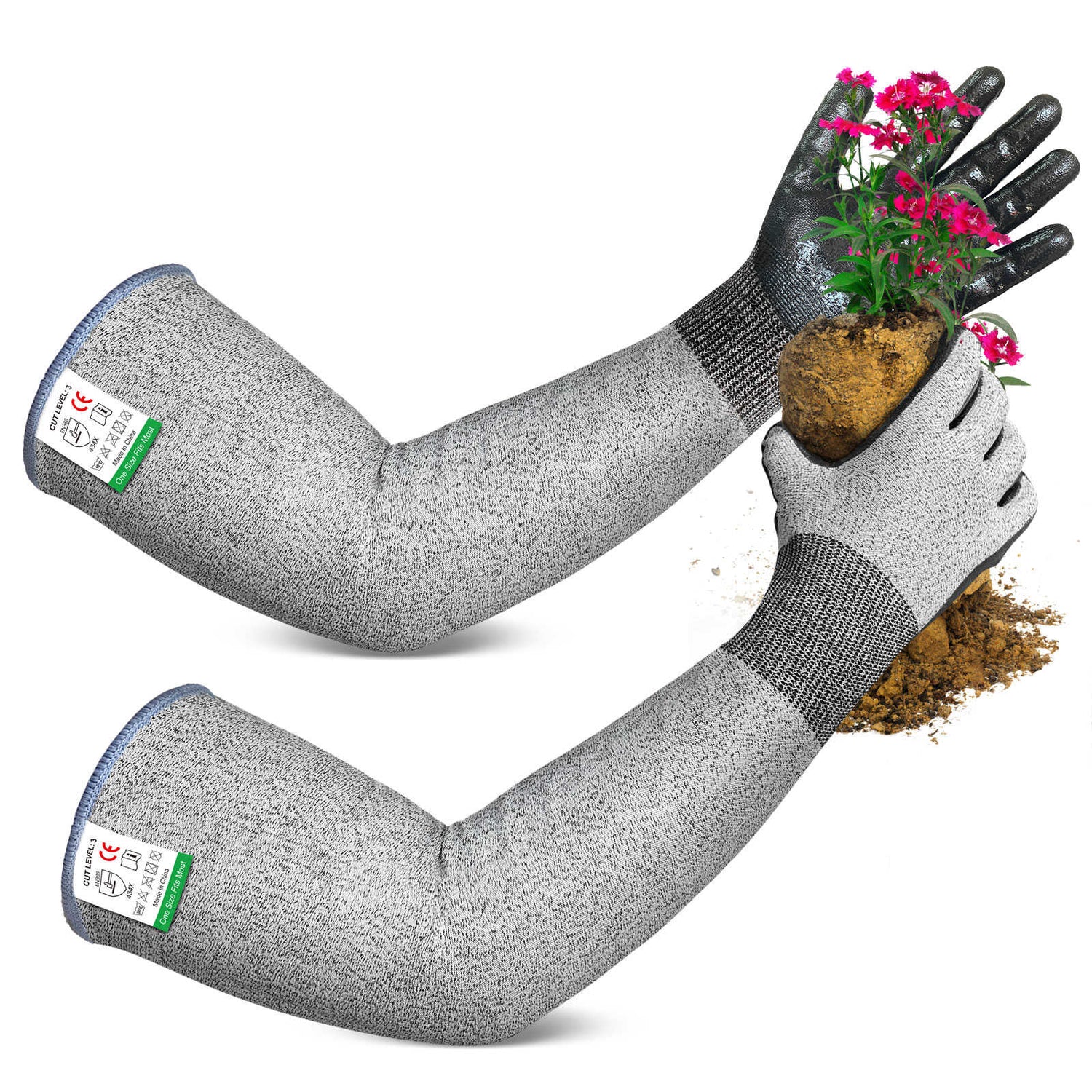 Scratch Resistant Gardening Arm Sleeves With Gloves