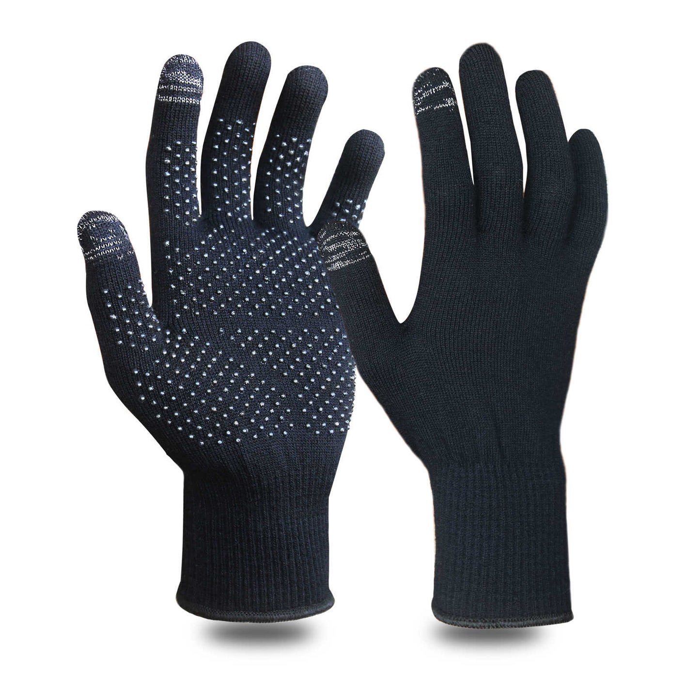 Evridwear 1 Pair Merino Wool Winter Touchscreen PVC Dotted Liner Gloves, Men Women Large