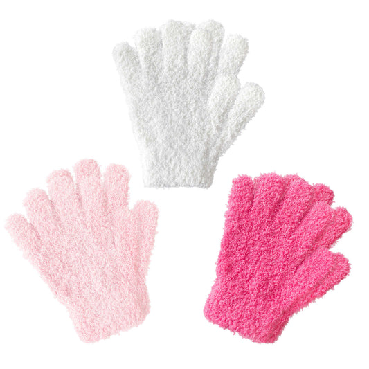 Evridwear Kids Warm Winter Gloves, Full Fingers, Fluffy Stripe Mitten for Little Boys & Girls