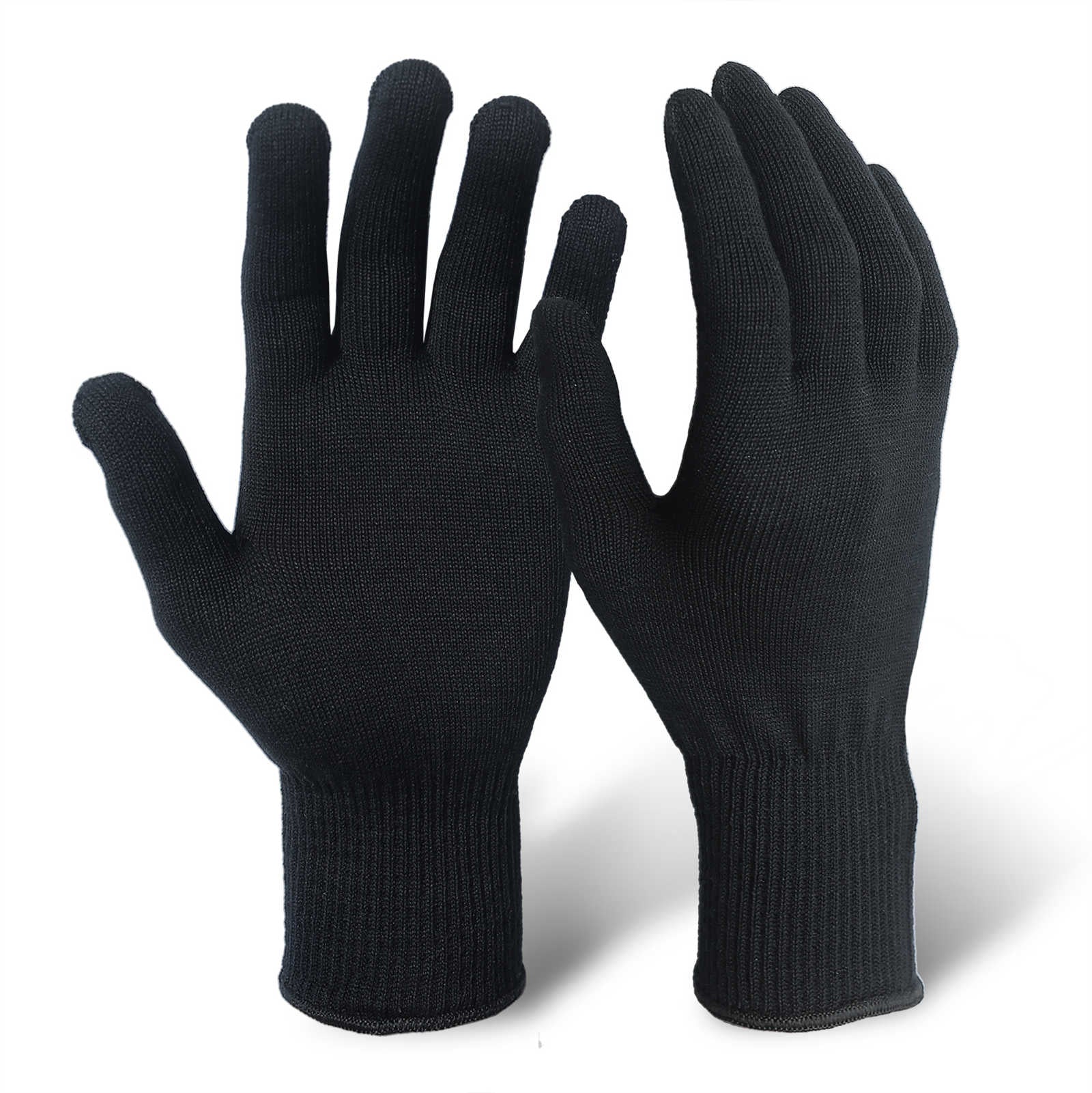 Silk Knit Full Finger Gloves (Black)