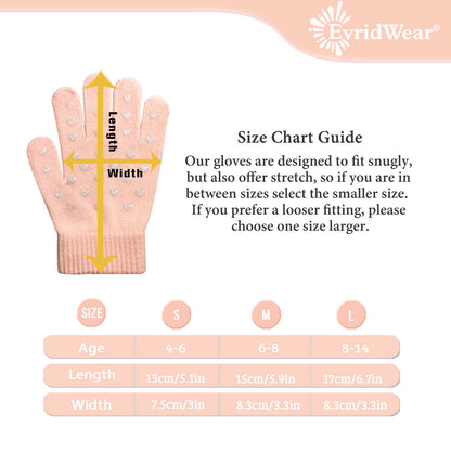 EvridWear 3 Pairs Boys Girls Magic Stretch Gripper Gloves (Pattern4: Sweet Heart)