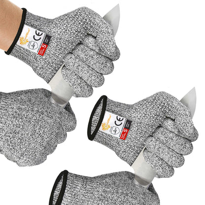 EvridWear 2 Pairs Cut Resistant Gloves With Silicone Grip Dots (Gray+Gray)