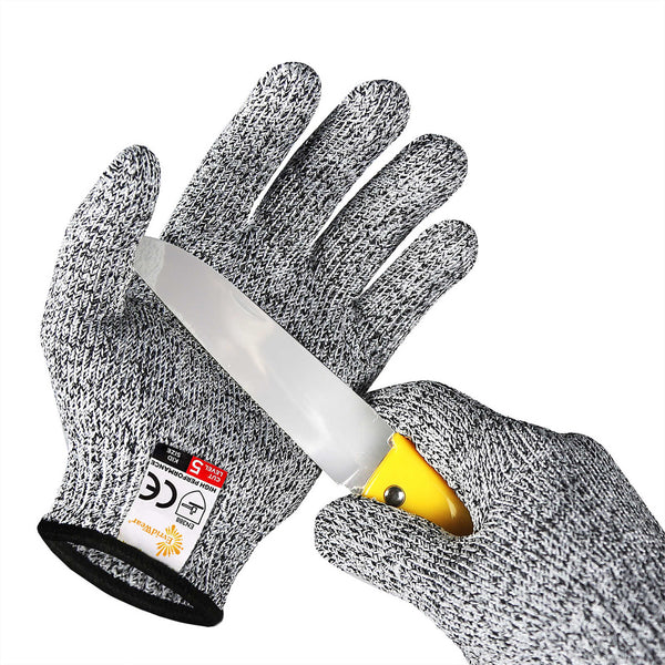 EvridWear 1 Pair Cut Resistant Gloves | Food Grade | Level 5 Protection | HPPE (Grey)