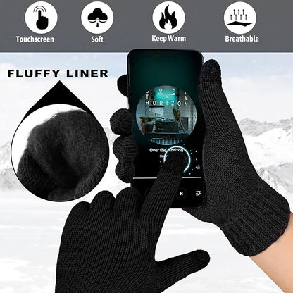 EvridWear 3 Pairs Fingerless Touchscreen Gloves - Thermal &amp; Warm (Black)