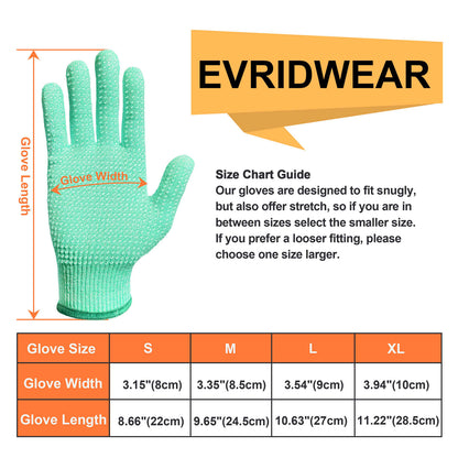 EvridWear 1 Pair Cut Resistant Work Gloves with Grip Dots, Food Grade Level 5 Safety Protective Cutting Glove (Green)