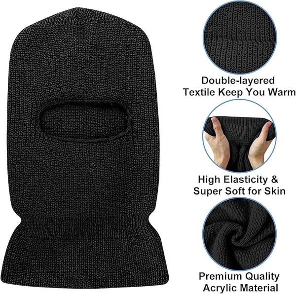 EvridWear Winter Balaclava - Knit Full Face Mask for Men & Women (Black)