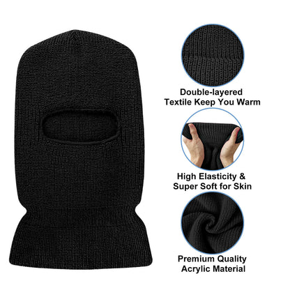 EvridWear 1 Pack Balaclava Face Mask | Thermal Winter Ski Mask for Cold Weather | Unisex (Black)