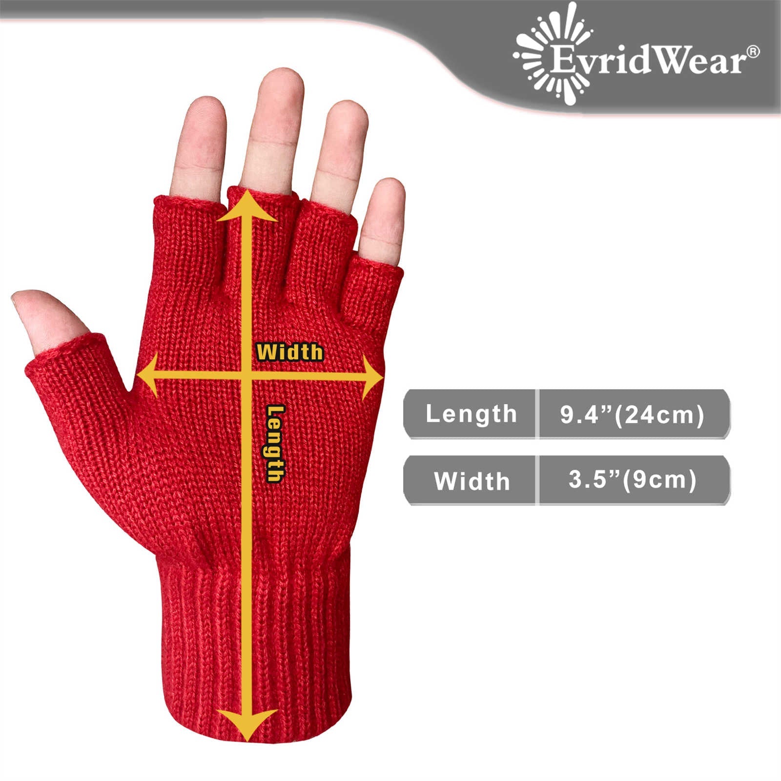 EvridWear 3 Pairs Half Finger Gloves - Thermal &amp; Warm