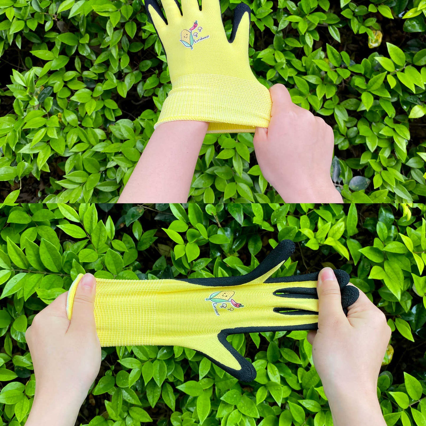 EvridWear Kids Gardening Gloves, Vegetable Patterns (Yellow)