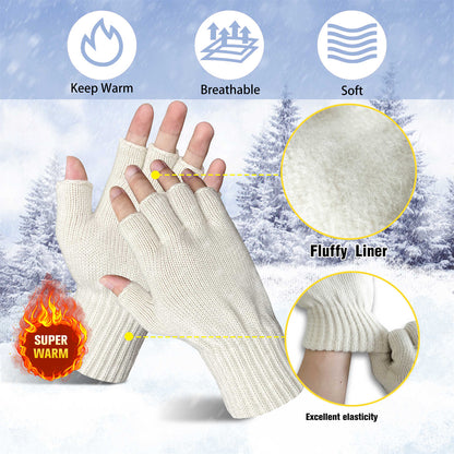 Evridwear 3 Pairs Winter Touchscreen Fingerless Gloves Cold Weather Thermal Warm Glove for Men Women