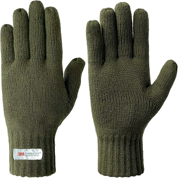 EvridWear Men's Winter Gloves - Knit with 3M Thinsulate Insulation (Green)