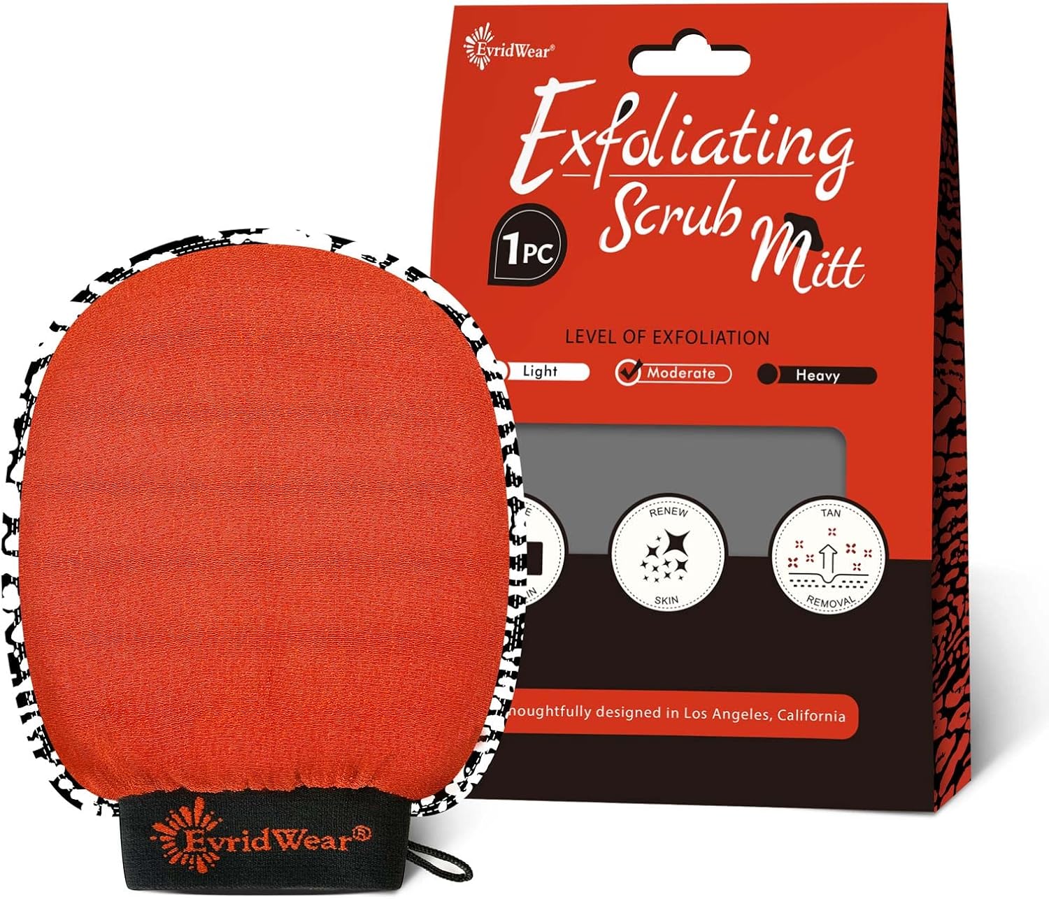 Evridwear Deep Exfoliating Glove Body Scrubber for Back &amp; Face (Moderate)