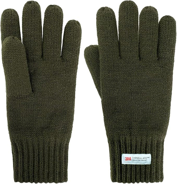 EvridWear Men's Winter Gloves - Knit with 3M Thinsulate Insulation (Green)