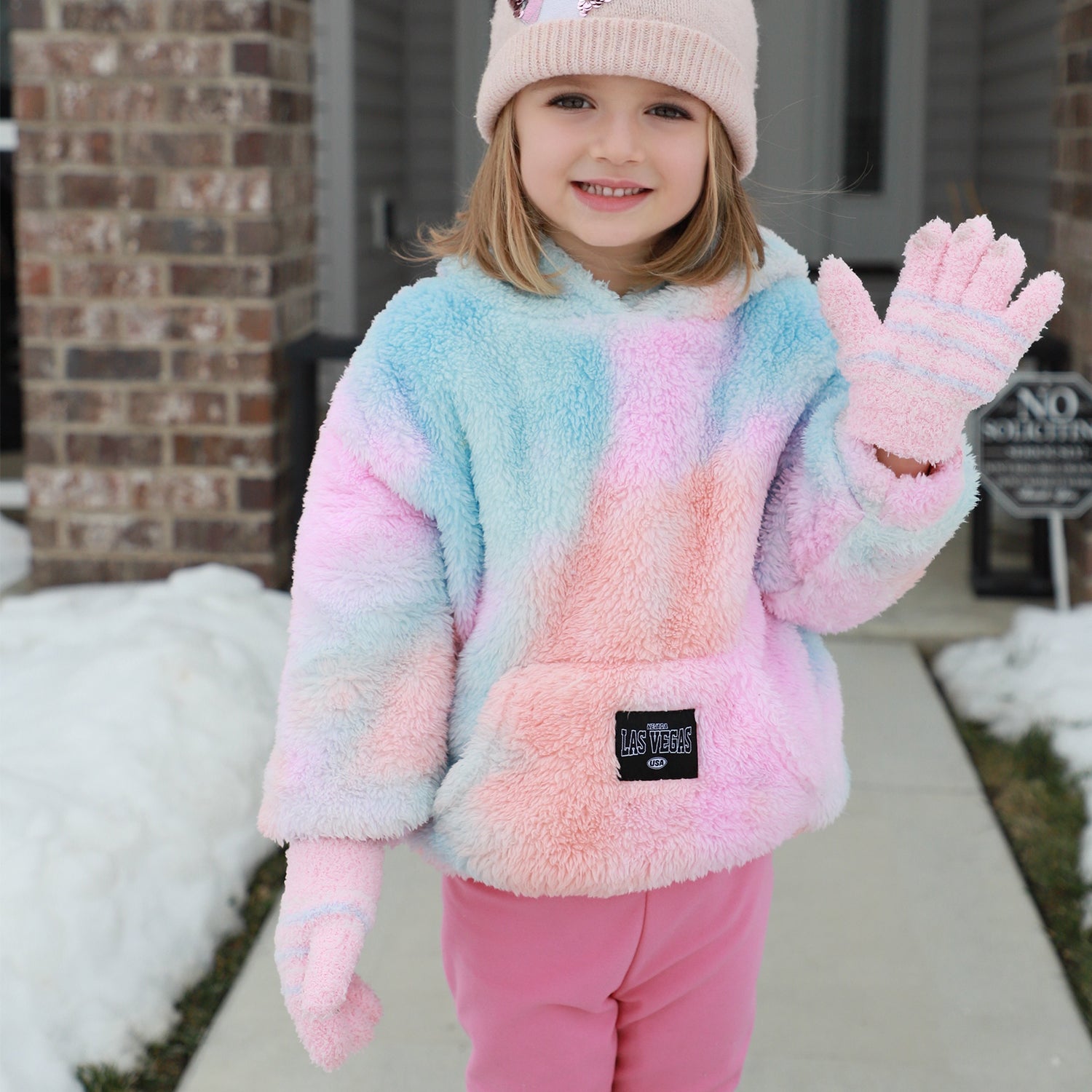 EvridWear Kids Fluffy Winter Gloves in Pastel Colors - Warm &amp; Stretchy