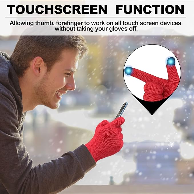 EvridWear 3 Pairs Fingerless Touchscreen Gloves - Thermal & Warm (Black/Grey/Red)