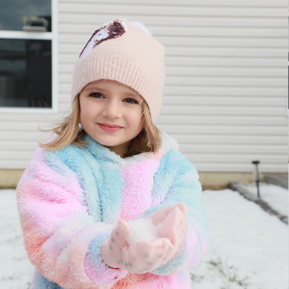 EvridWear Kids Fluffy Winter Gloves in Pastel Colors - Warm &amp; Stretchy