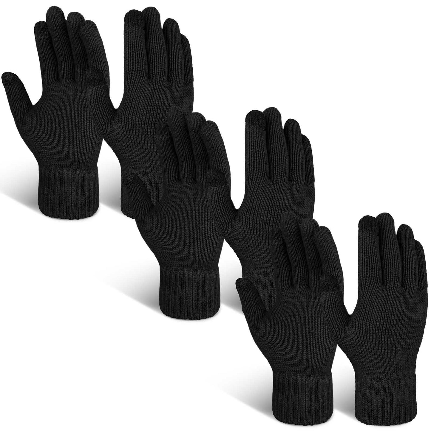 Evridwear 3 Pairs Winter Full Finger Gloves Cold Weather Thermal Warm Glove for Men Women