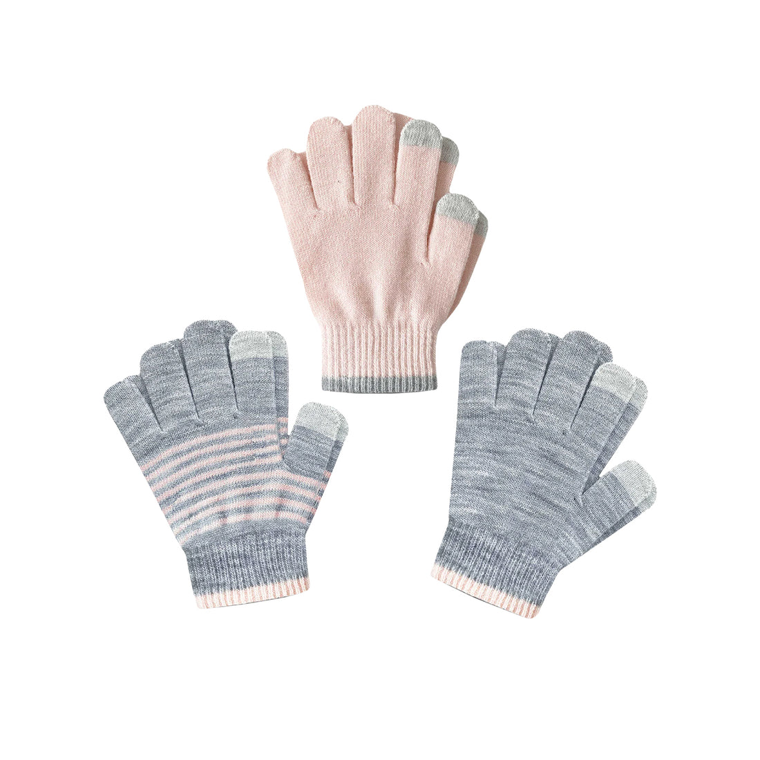 EvridWear Kids Winter Touchscreen Mittens - 3 Pairs, Warm Knit for Toddlers (Boys &amp; Girls)