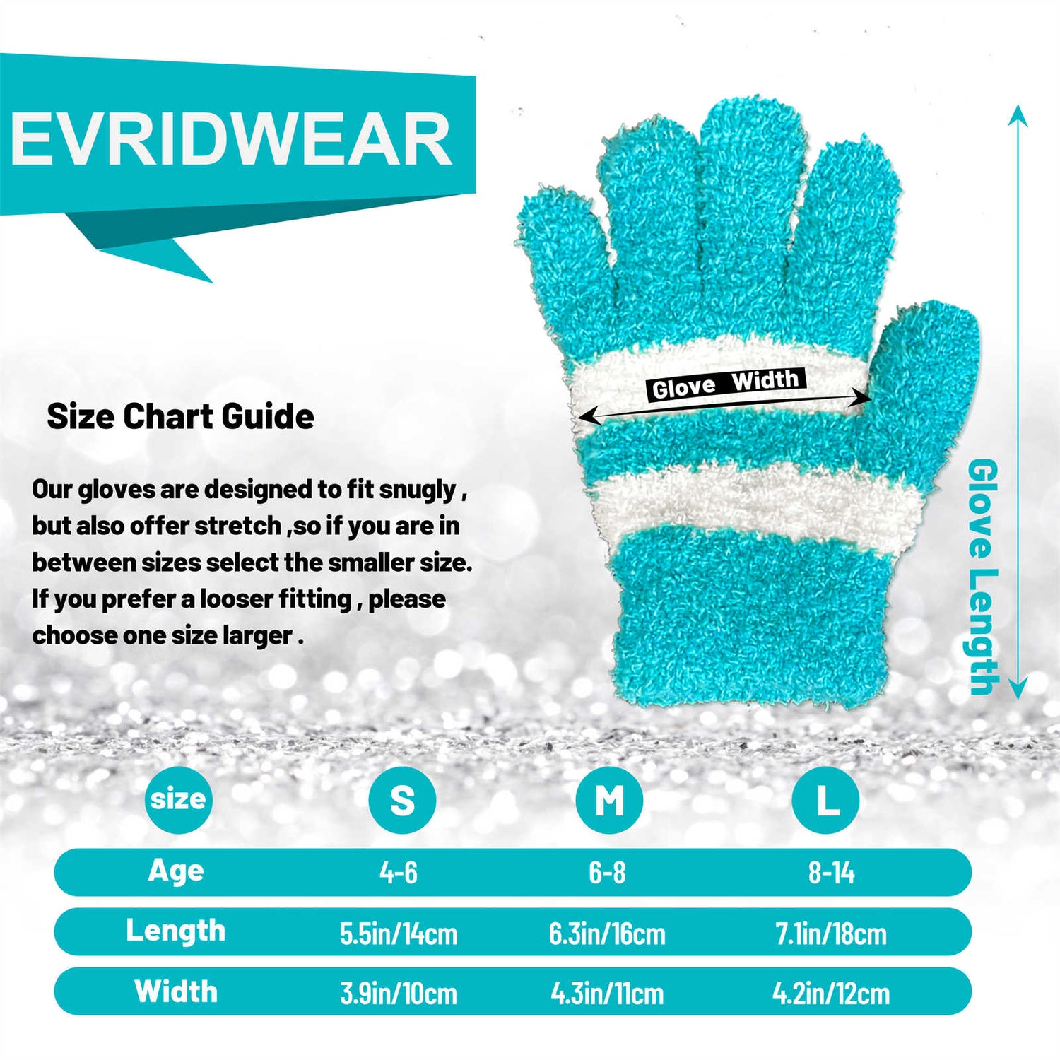 EvridWear Kids Fluffy Winter Gloves in Blue Color - Warm &amp; Stretchy