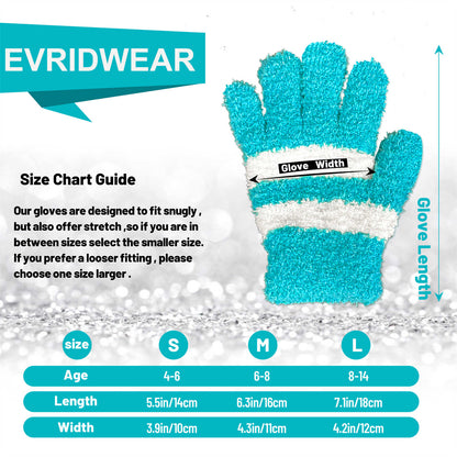 EvridWear Kids Fluffy Winter Gloves in Blue Color - Warm &amp; Stretchy