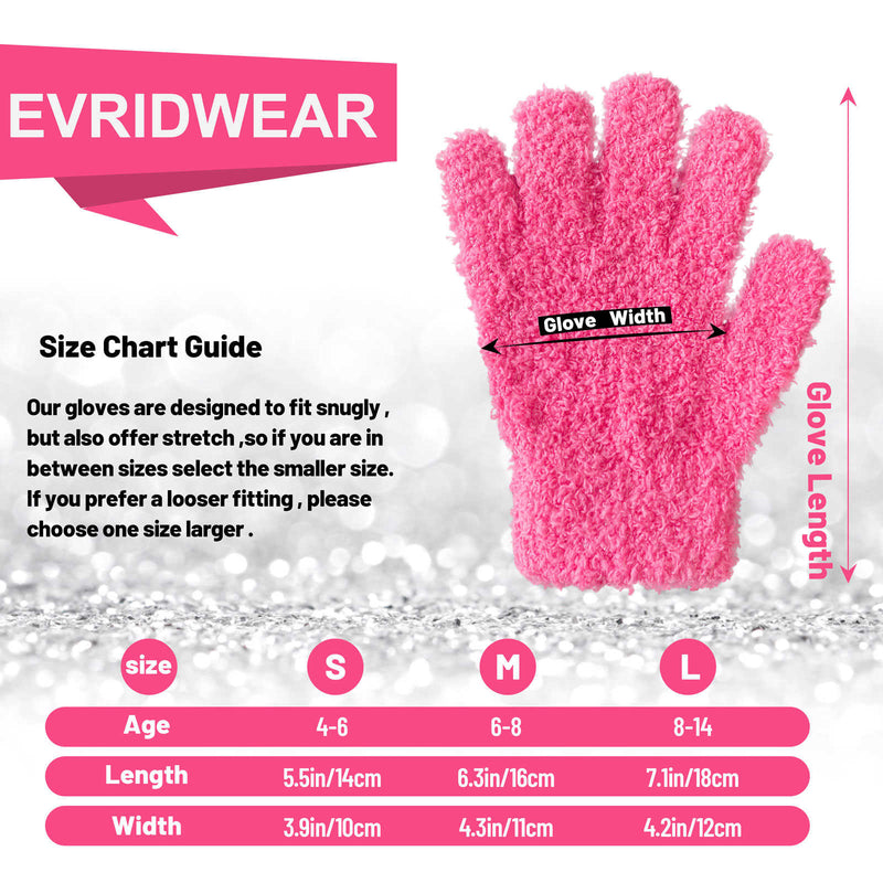 EvridWear Kids Fluffy Winter Gloves Neon Pink - Warm & Stretchy