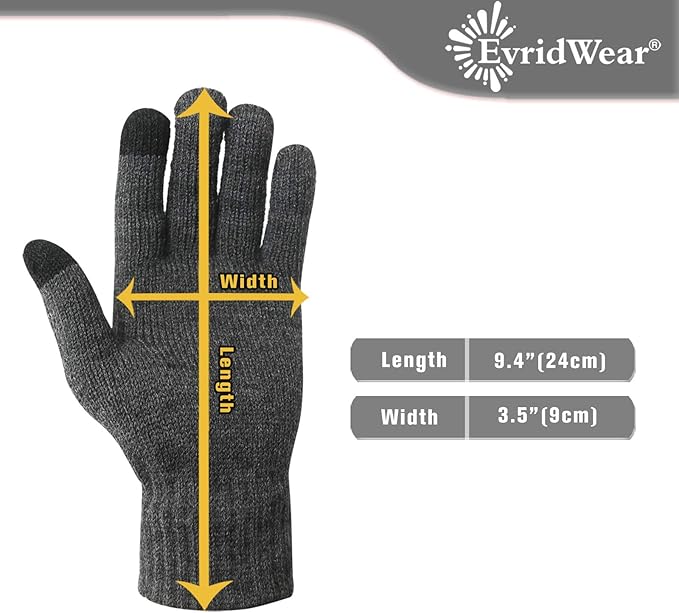 EvridWear 3 Pairs Fingerless Touchscreen Gloves - Thermal &amp; Warm (Black/Navy/Grey)