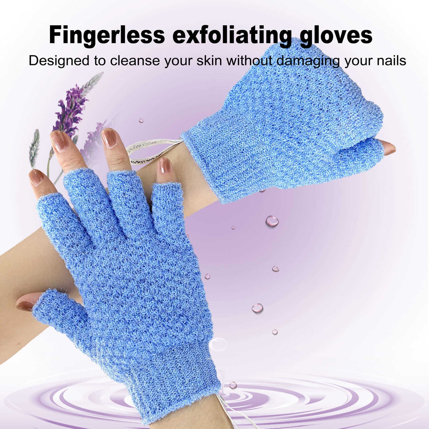 EvridWear Exfoliating Bath Gloves for Shower Spa, Blue Series
