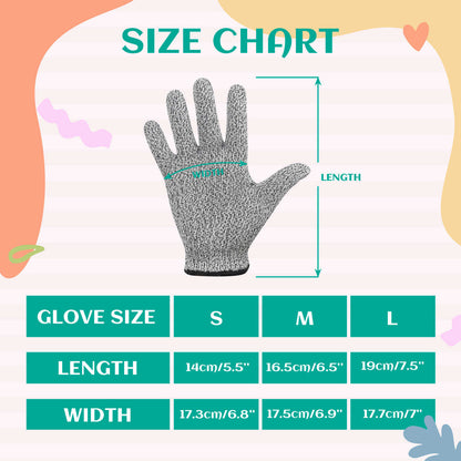 EvridWear 1 Pair Children Kids Cut Resistant Gloves, Food Grade, Level 6 Protection, HPPE (Grey)