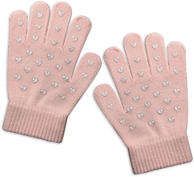 EvridWear Kids Winter Gloves - 6 Pairs Heart Grip Knit (Boys & Girls)