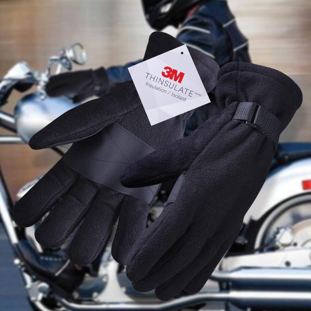 EvridWear 3M Thinsulate Thermal Polyester Fleeced Winter Gloves Liners with adjustable velcro wrist straps-EvridWearUS