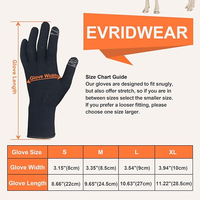 Evridwear Touchscreen Merino Wool Gloves Warm Ski Glove Liner for Men Women