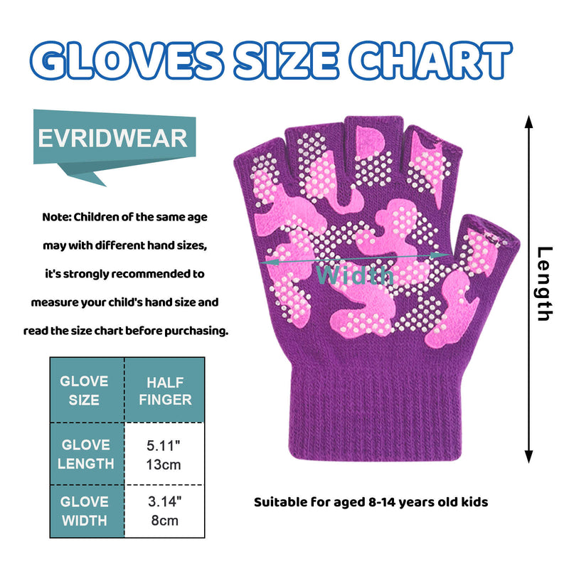 EvridWear Kids Fingerless Gloves - 3 Pairs Girl Camo