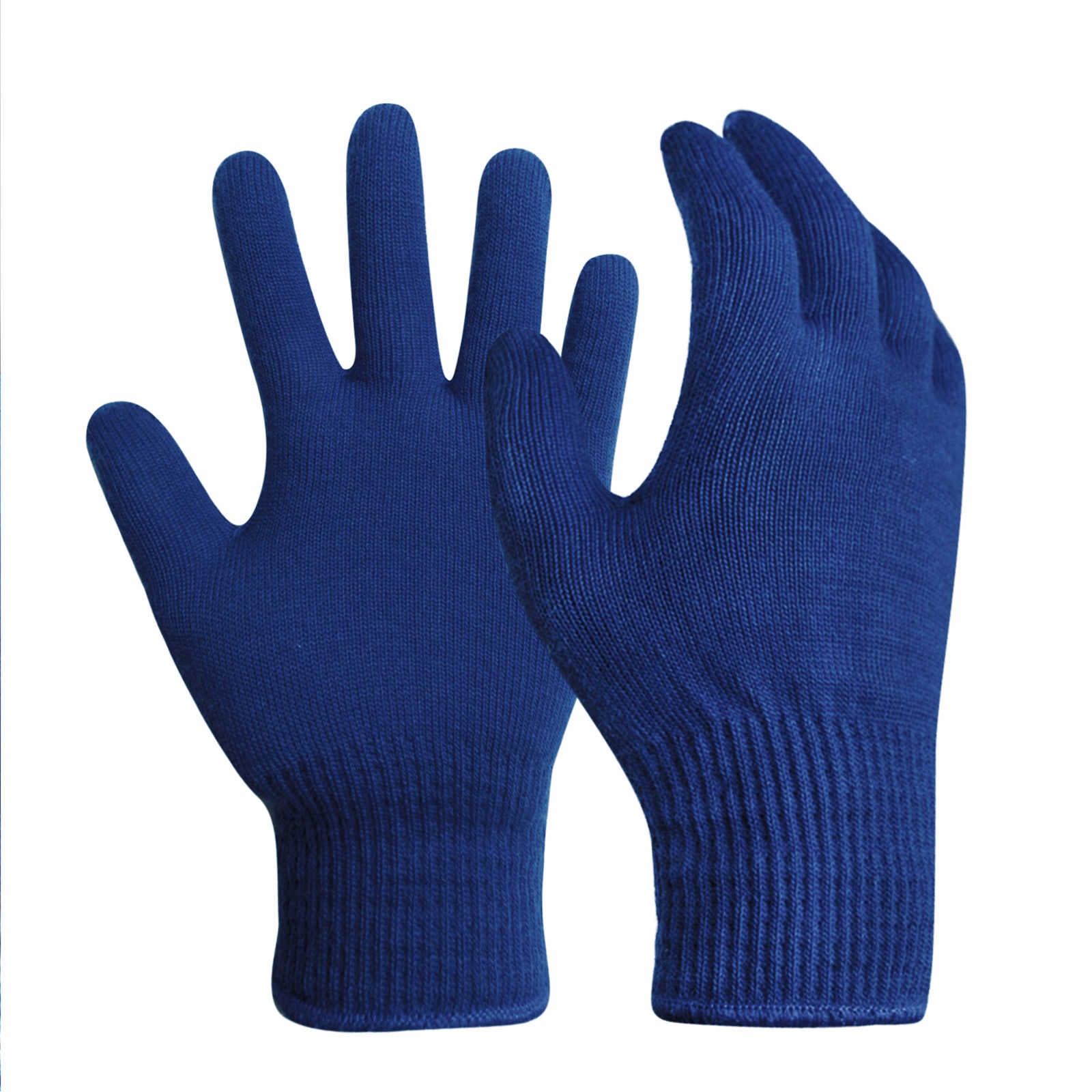 Evridwear 1 Pair Merino Wool String Knit Liner Full Finger Gloves, Men Women (Navy) Small
