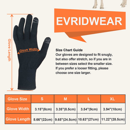 EvridWear 1 Pair Merino Wool Winter Touchscreen PVC Dotted Liner Gloves, Men Women