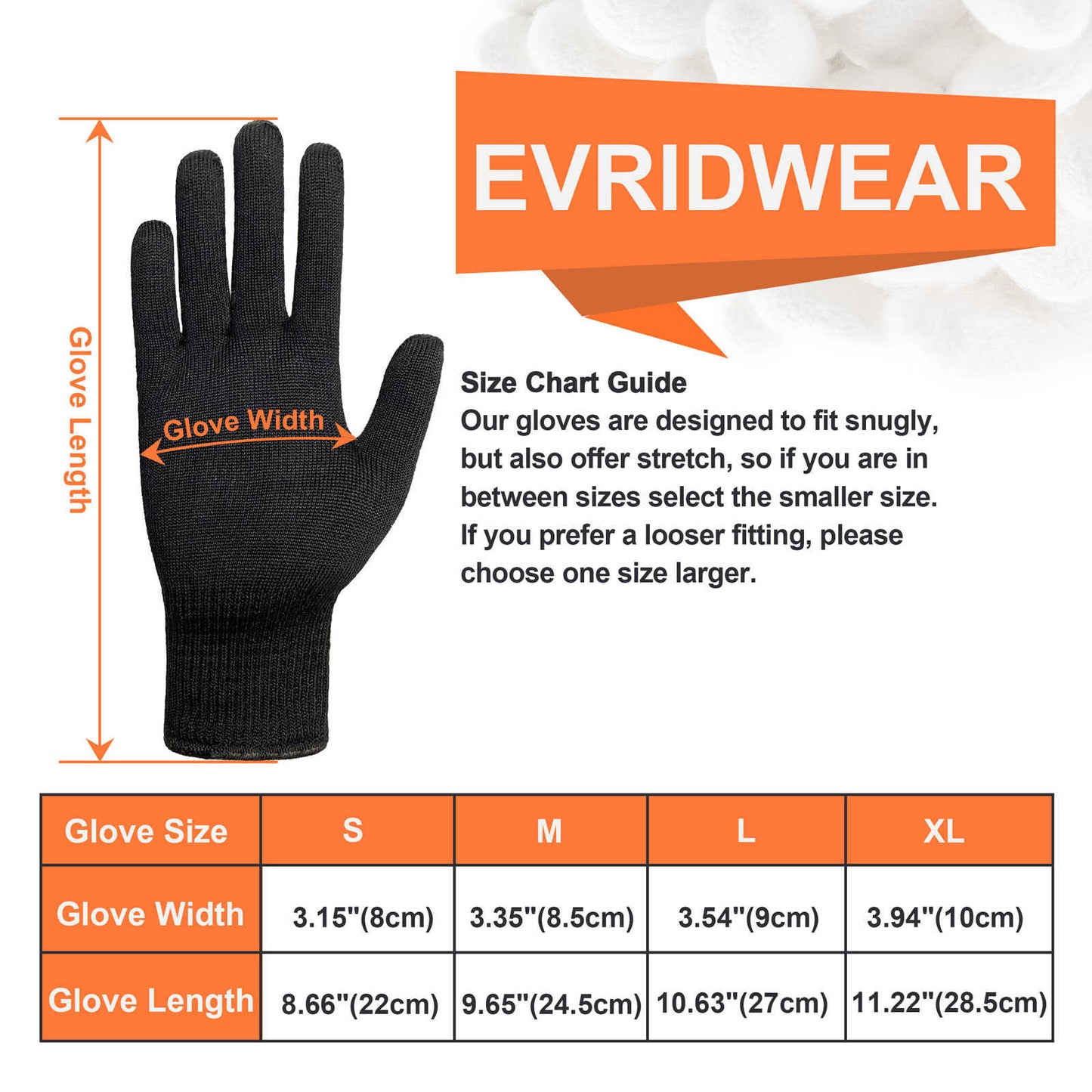 EvridWear 1 Pair Silk Knit Full Finger Gloves ECO-Friend Liner Anti-UV Hypoallergenic